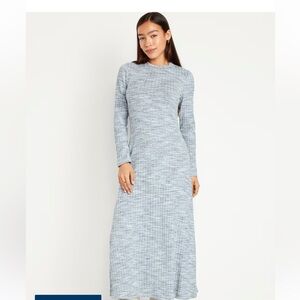 Fit & Flare Rib-Knit Maxi Dress